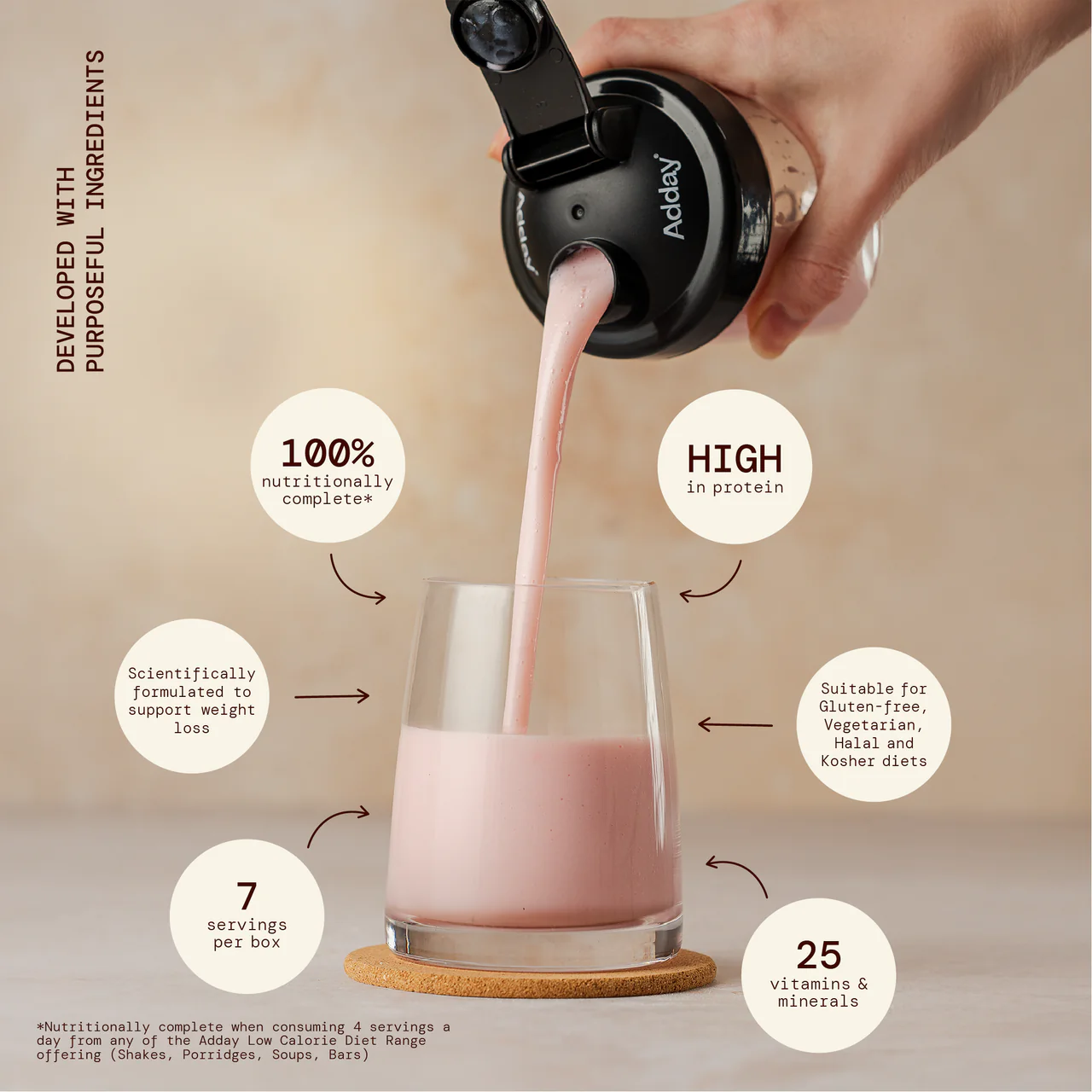 Adday Strawberry Flavoured Shake 7 Sachets - Image 3