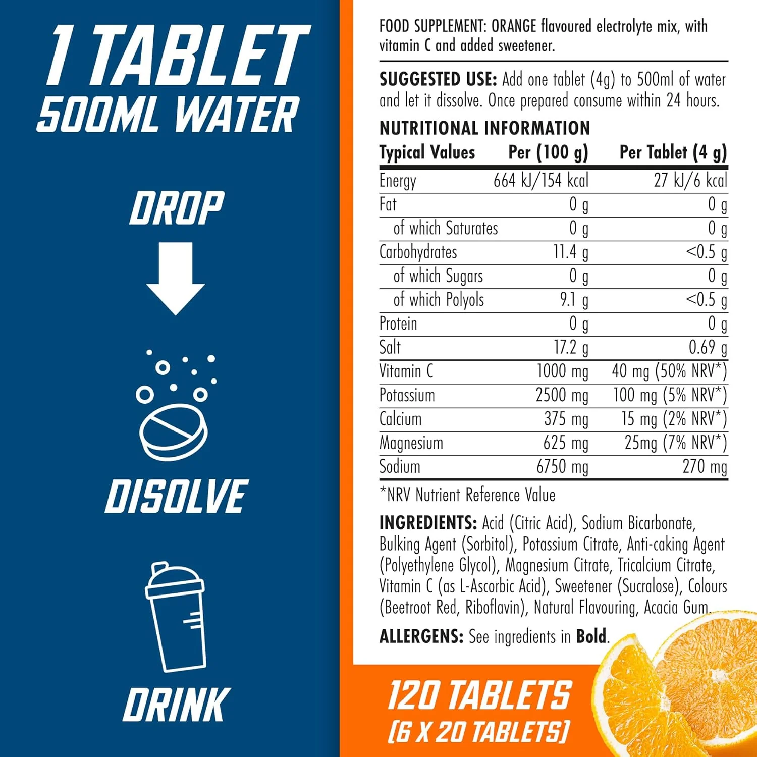 Applied Nutrition Endurance Hydration Electrolyte Tablets Orange 20 x 4g tablets - Image 8