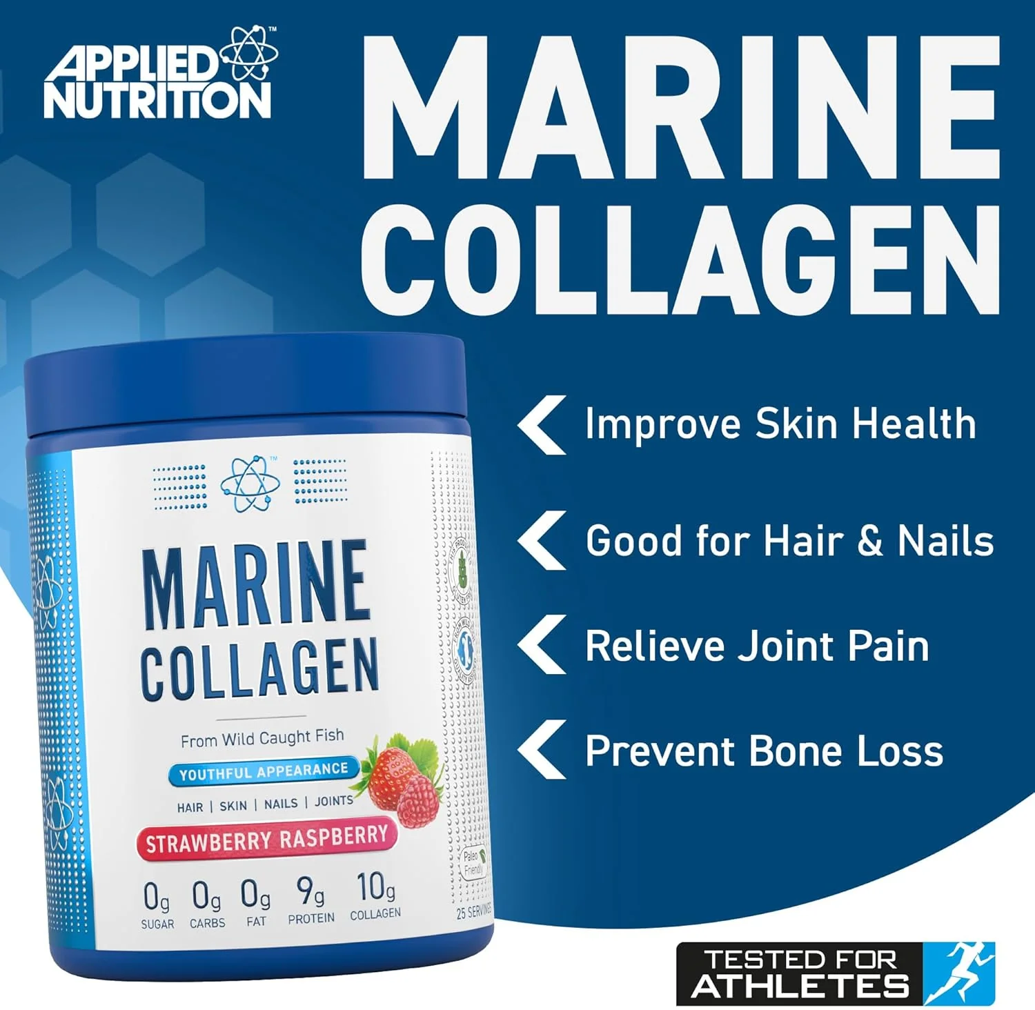 Applied Nutrition Marine Collagen Powder Strawberry & Raspberry Flavour 300g - Image 5