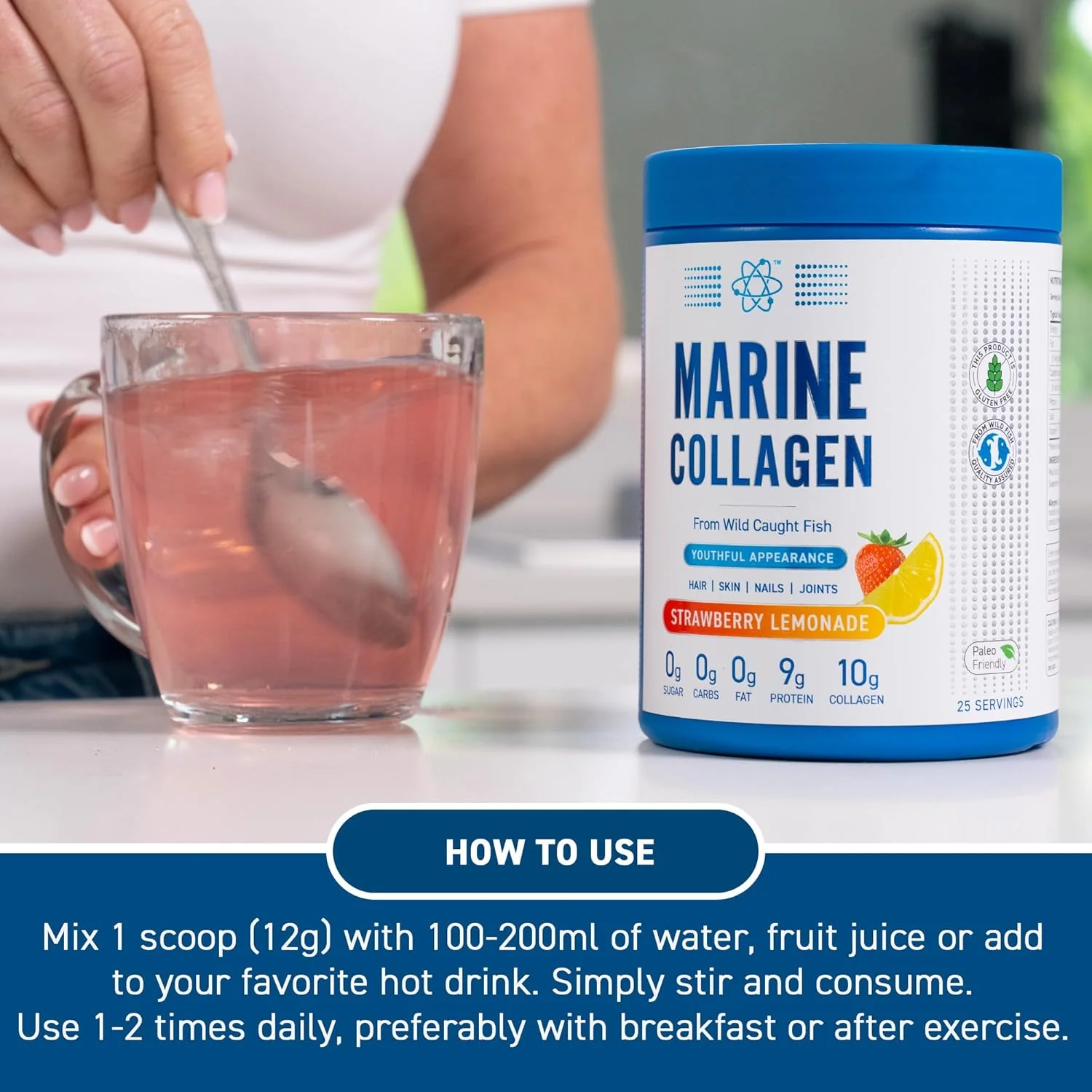 Applied Nutrition Marine Collagen Powder Strawberry & Raspberry Flavour 300g - Image 7