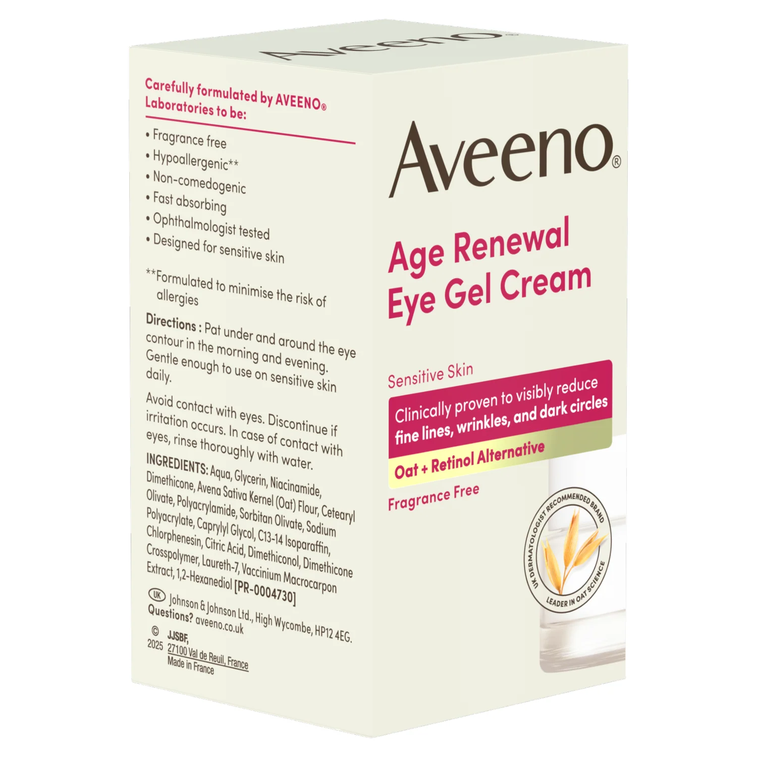 Aveeno Face Age Renewal Eye Gel Cream Retinol Alternative 15ml - Image 3