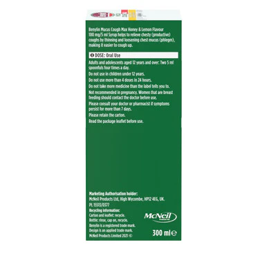 Benylin Mucus Cough Max Honey & Lemon 300ml - Image 3