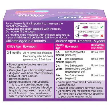 Calpol Sugar Free Infant Suspension Sachets 20 Pack - Image 2
