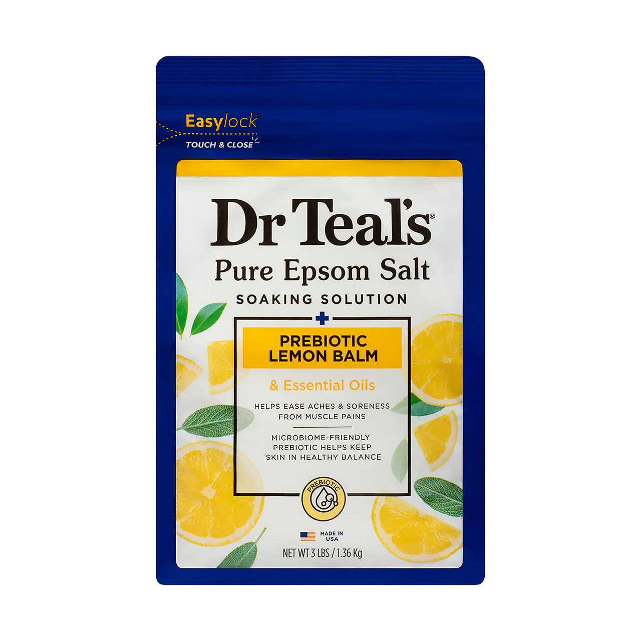 Dr Teal's Pure Epsom Salt Prebiotic Lemon Balm 1.36kg