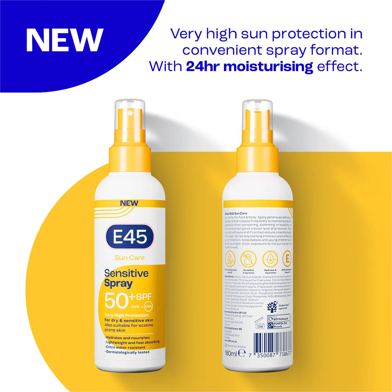 E45 Sun Care SPF50+ Sensitive Spray 180ml - Image 2