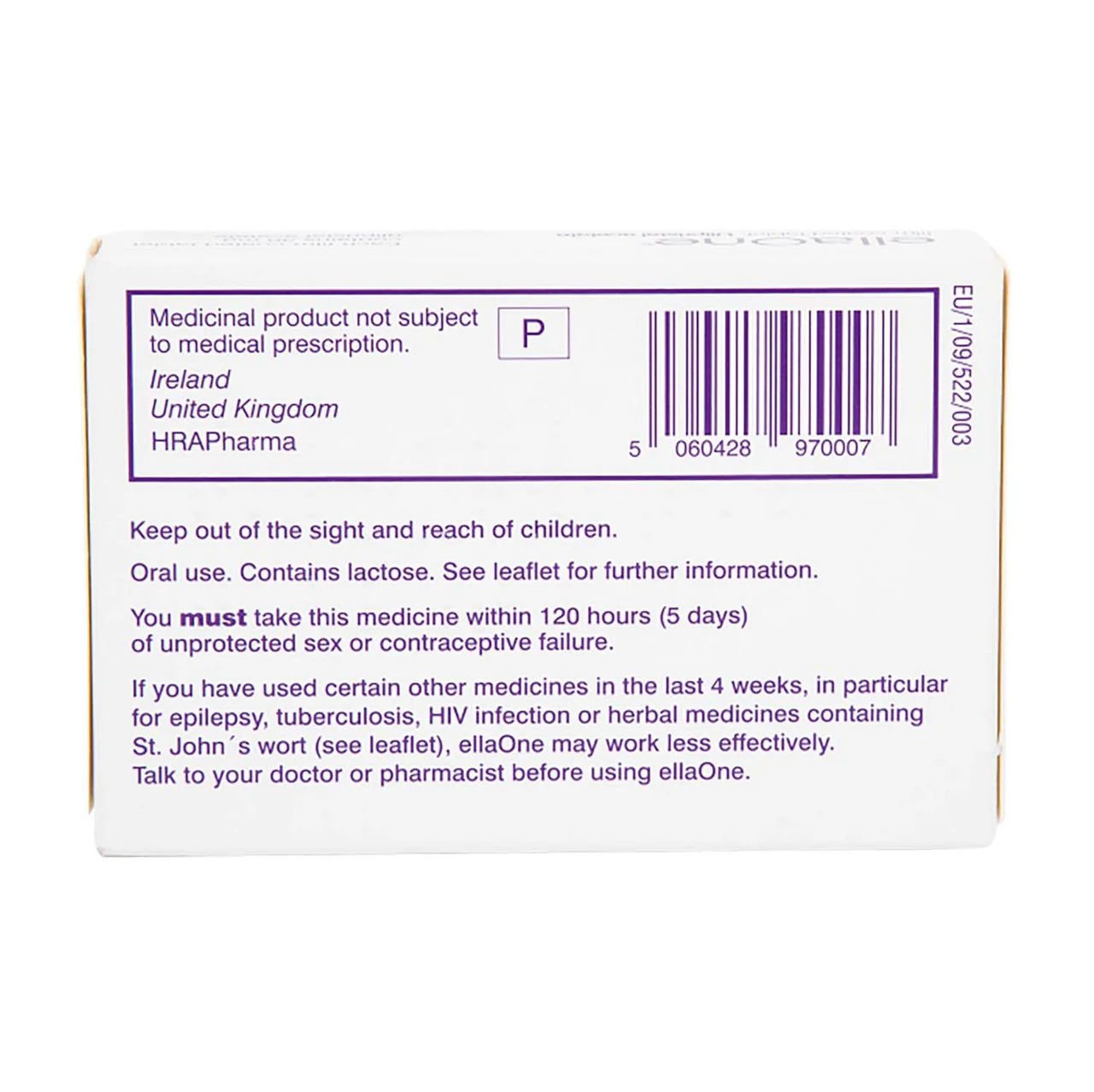 ellaone Emergency Contraception 1 x 30mg Tablet - Image 5