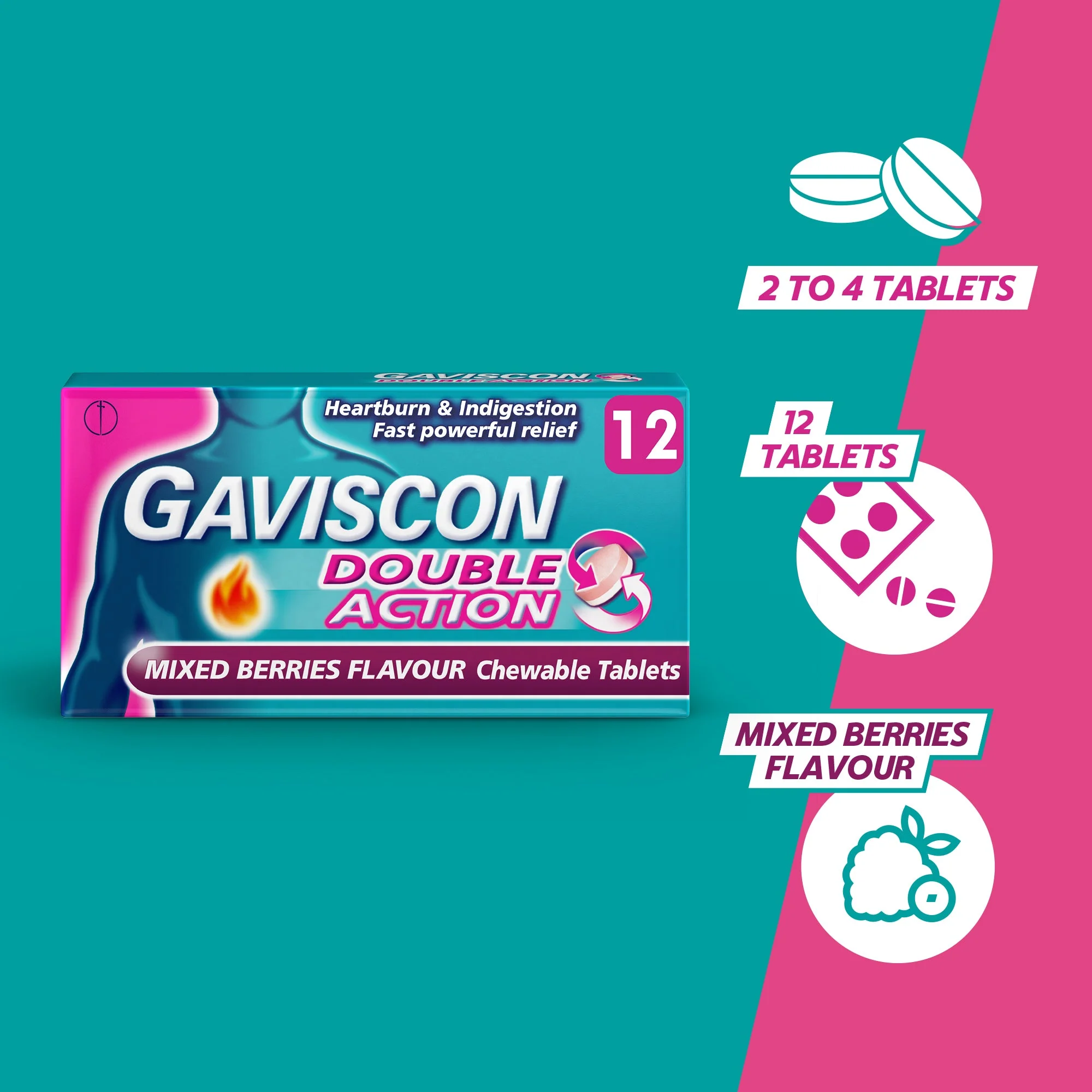 Gaviscon Double Action chewable tablets mixed berry - Image 3