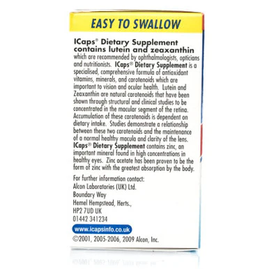 ICaps Lutein & Zeaxanthin Formula 30 Tablets - Image 2