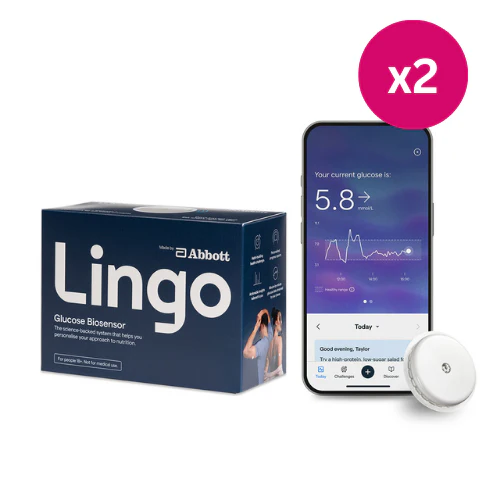 Lingo by Abbot 2-week Continuous Glucose Monitor & App - Wearable Glucose Tracker - x2