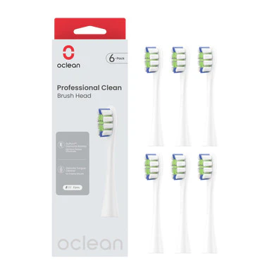 Oclean Professional Clean Brush Head 6 Pack White