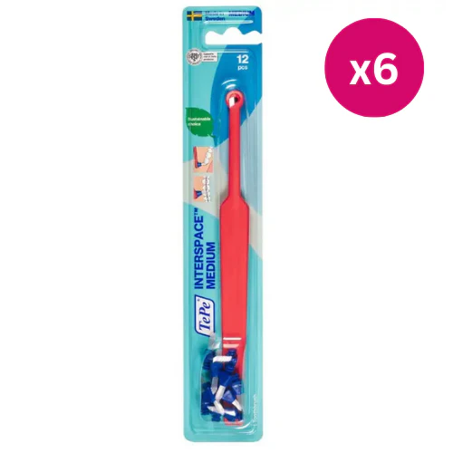 TePe Interspace Medium Toothbrush + 12 Heads x6