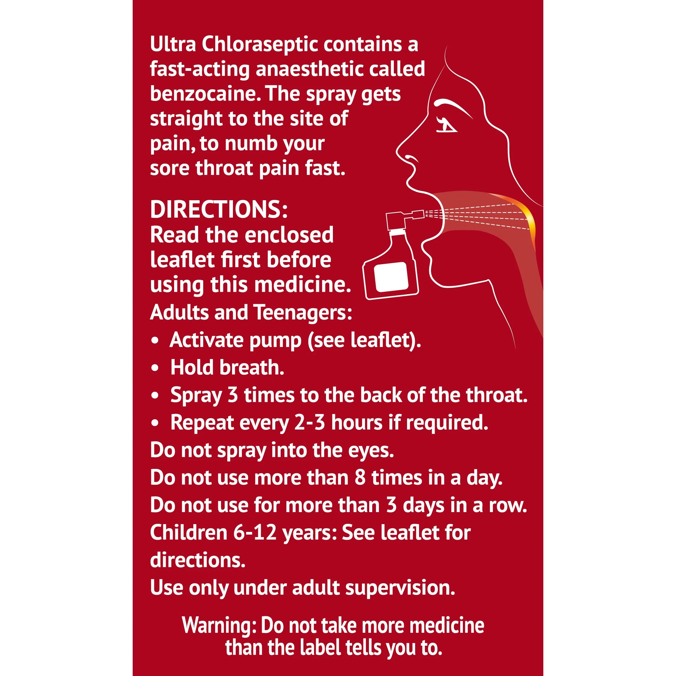 Ultra Chloraseptic Anaesthetic Throat Spray Cherry - Image 3